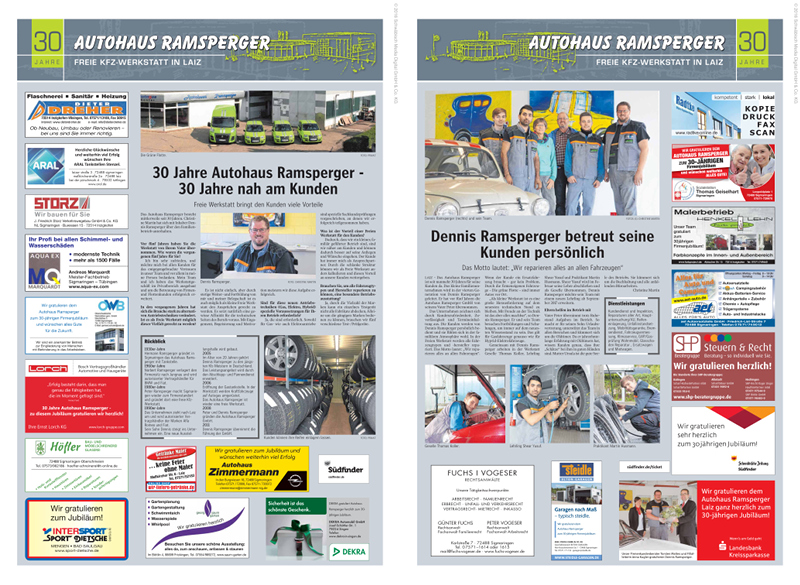 Autohaus Ramsperger - 30jähriges Jubiläum in der Schwäbischen Zeitung