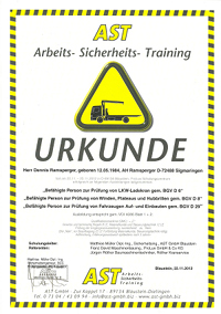 Sachkundenachweis: AST Arbeits-Sicherheits-Training